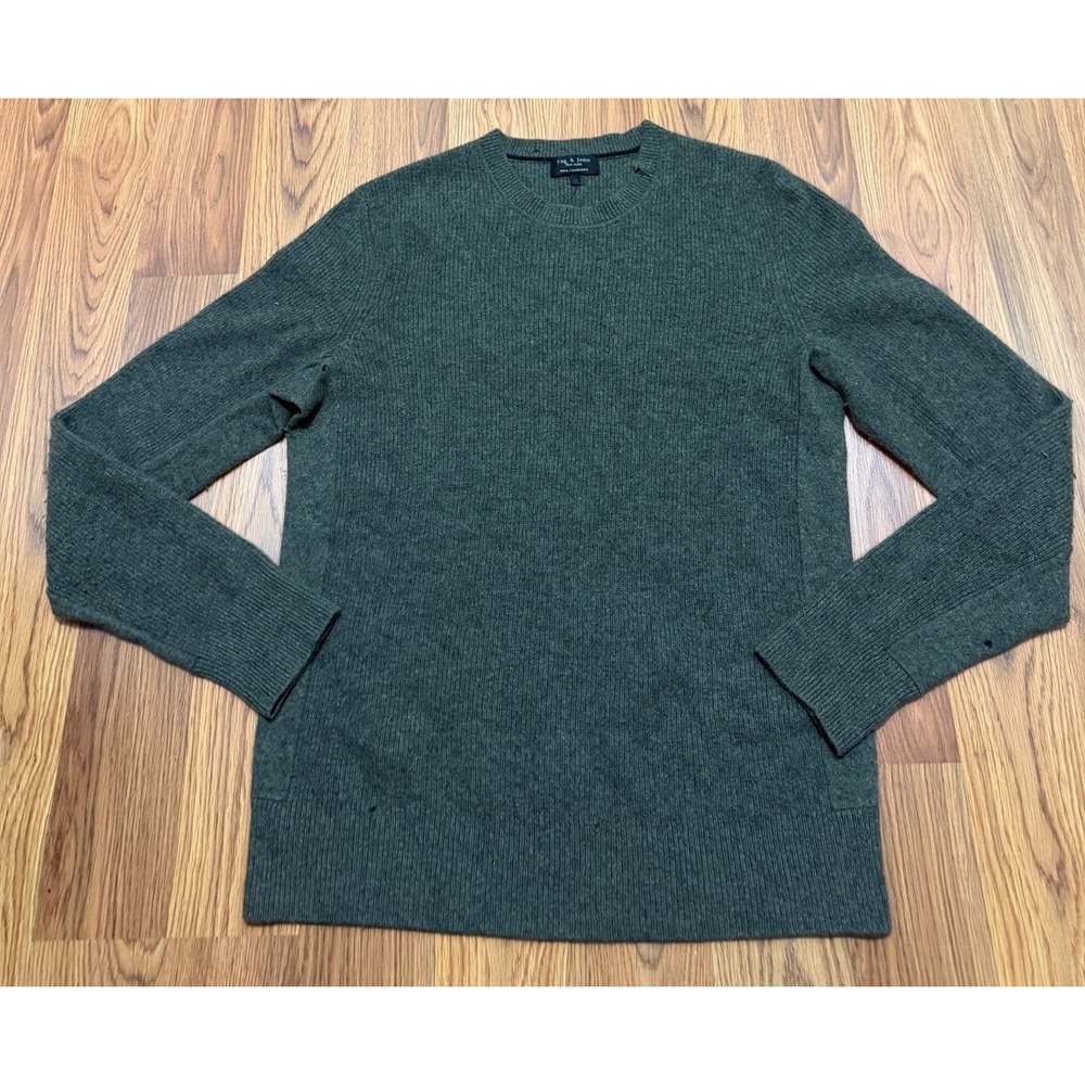 Rag & Bone Sweater Mens Medium Cashmere Crewneck Green Lightweight